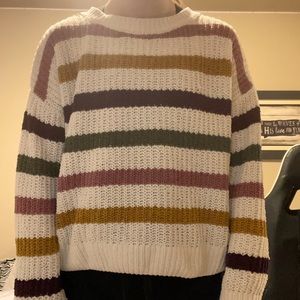 Cream with gold dark purple olive green and a mauv pink for the stripes